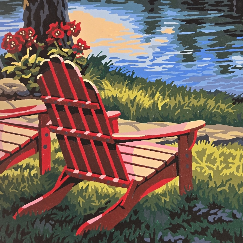 Adirondack Evening Paint By‎ Number Finished Acrylic Painting 20x14 No Border - Picture 9 of 17